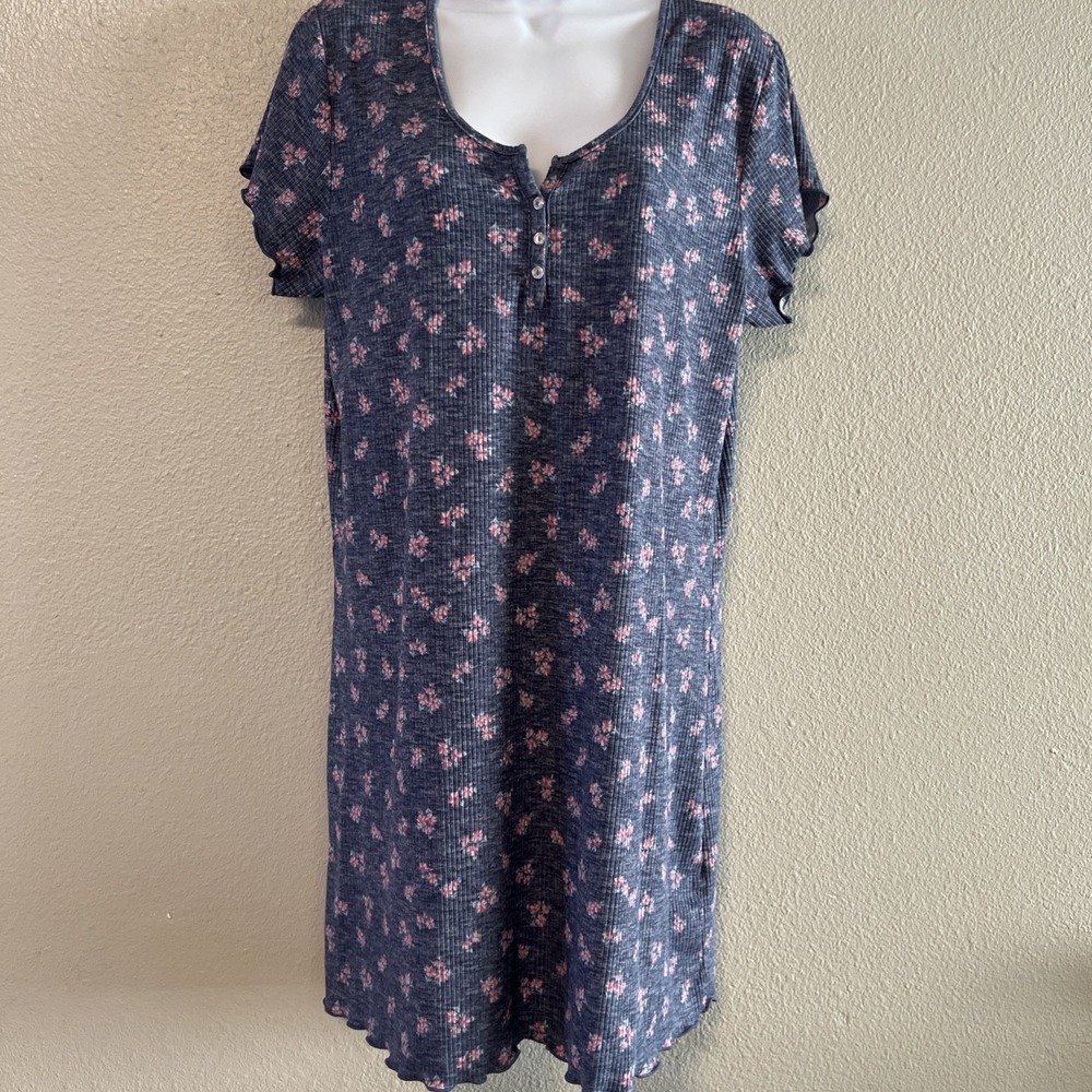 Laura Ashley Nightgown Women XL Flower Blue Pink